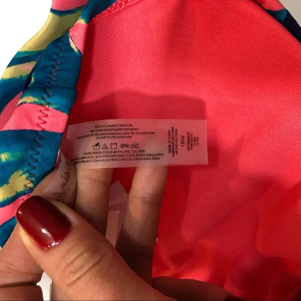 Raisins floral Criss-Cross Tankini Swim Top 18w